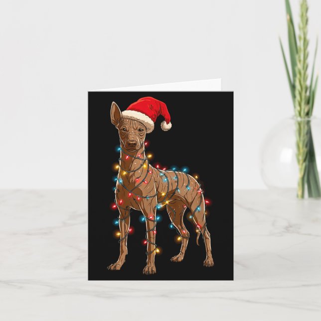 Tarjeta Funny Xoloitzcuintli Christmas Graphic Dog Lights  (Anverso)