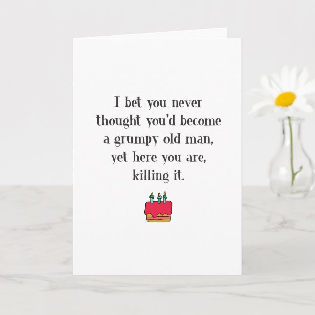 Tarjeta Funny y gruñón cumpleaños del anciano (Planta pequeña)