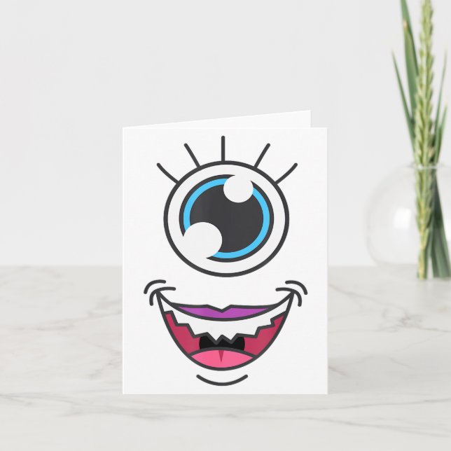 Tarjeta Funny Y Monster Eyeball Face Halloween  (Anverso)