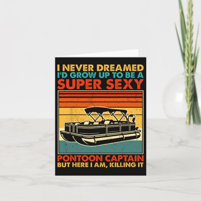 Tarjeta Funny Y Pontoon Captain Boating Men Motor Bo (Anverso)