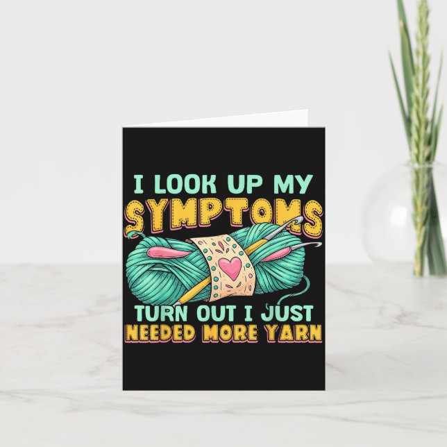 Tarjeta Funny Yarn Symptoms Needed More Yarn Knitting Croc (Anverso)