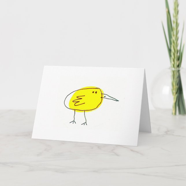 Tarjeta Funny Yellow Bird Doodle Greeting Card (Anverso)