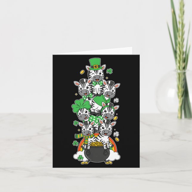 Tarjeta Funny zebra clover st patricks day womens mens kid (Anverso)