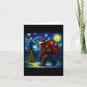 Tarjeta Furgoneta de Santa Bigfoot Navidad Noche Estrellad