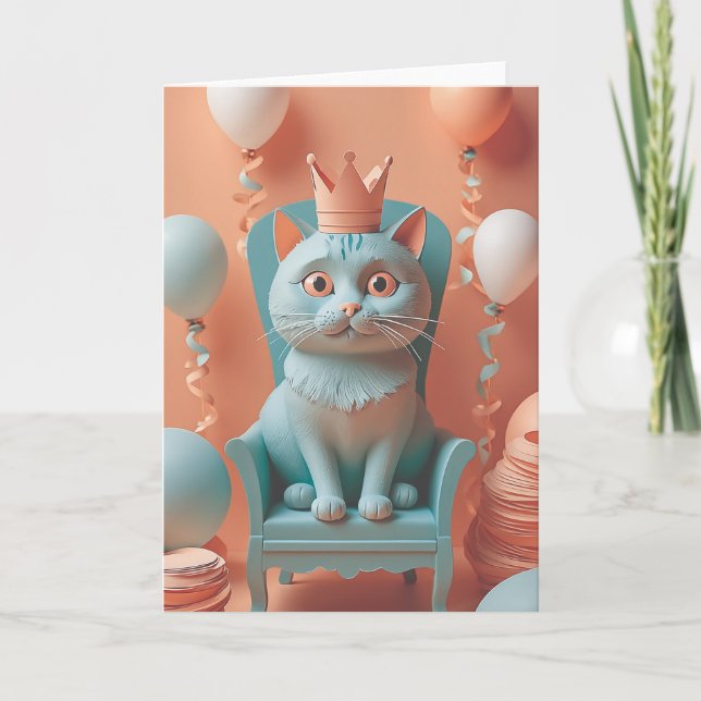Tarjeta Furry Feline Birthday Bash (Anverso)