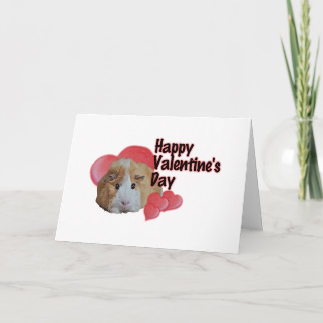 Tarjeta Furry Little Guinea Pig Tan Feliz Día de San Valen (Anverso)