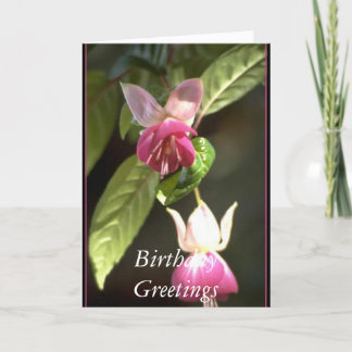 Tarjeta Fuschia,    saludos del cumpleaños