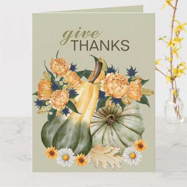 Tarjeta Fusión Floral de la Cosecha de Calabaza (flor amarilla)