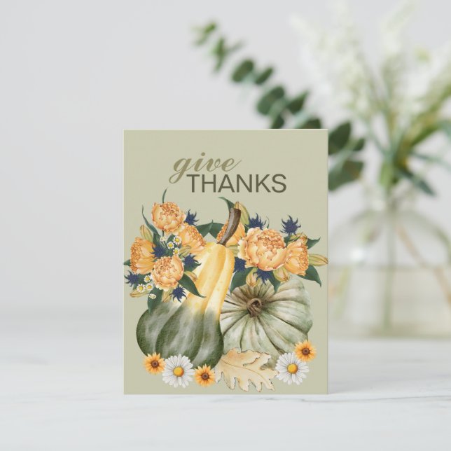 Tarjeta Fusión floral de la cosecha de calabaza (Anverso de pie)