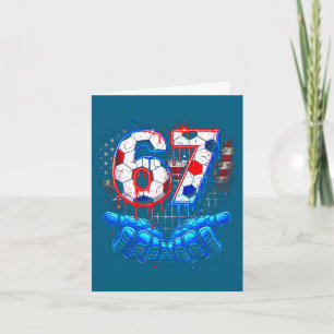 Tarjeta Fútbol 67 seis siete 4 de julio rojo blanco azul d