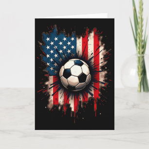 Tarjeta Fútbol con bandera americana patriota
