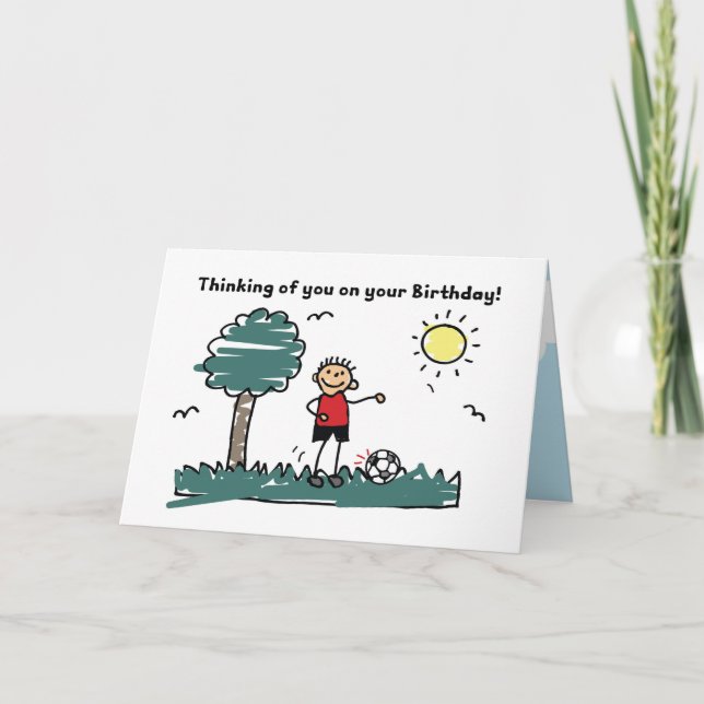 Tarjeta Fútbol Cumpleaños a niño Afuera Figura (Anverso)