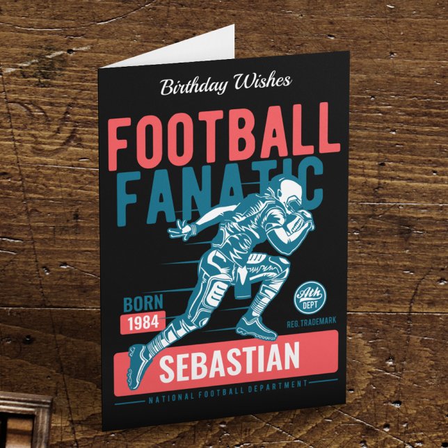 Tarjeta Fútbol Cumpleaños Retro Negro Rojo Azul Touche (Subido por el creador)