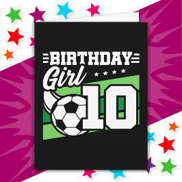 Tarjeta Fútbol de 10 años Chica por décimo cumpleaños