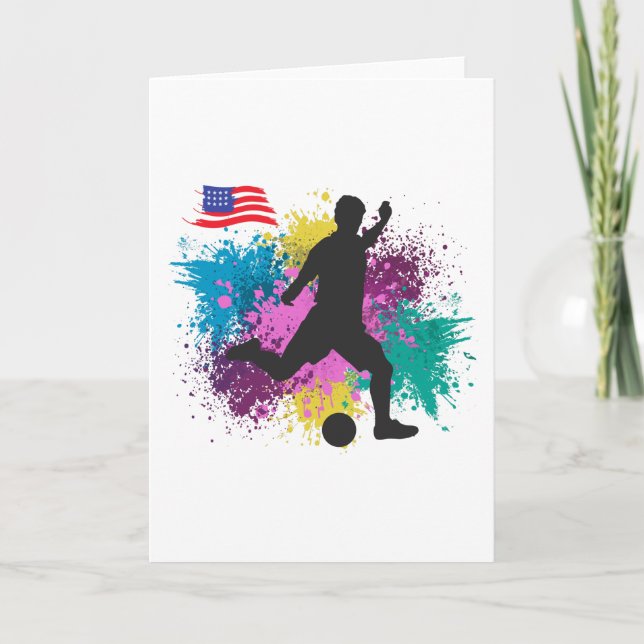 Tarjeta Fútbol de fútbol Estados Unidos Grungy Color Splas (Anverso)