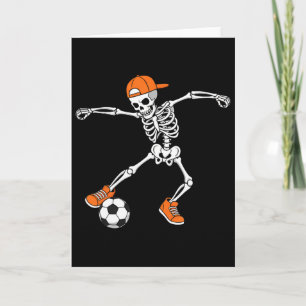 Tarjeta Fútbol de Halloween Esqueleto de fútbol Truco o tr