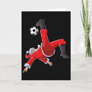 Tarjeta Fútbol de Navidad Santa Divertido Patada en Bicicl