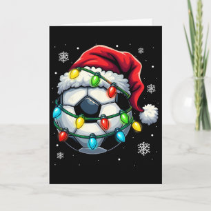 Tarjeta Fútbol de Navidad Santa Sombrero Luces de Navidad 