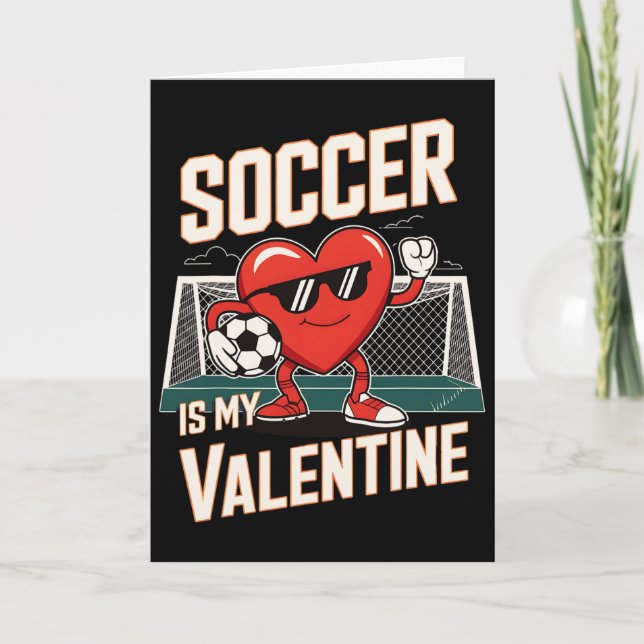 Tarjeta Fútbol Divertido Es Mi Corazón De San Valentín Pos (Anverso)