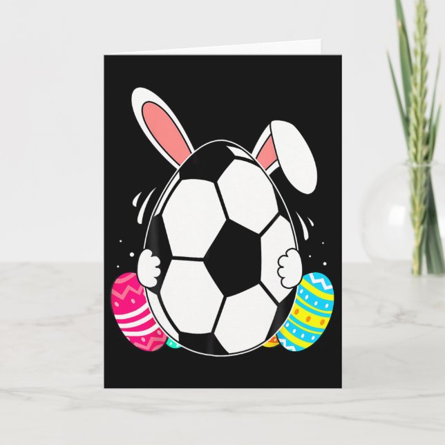 Tarjeta Fútbol Divertido Ll Con Orejas De Conejo Día De Pa (Anverso)