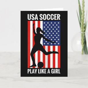 Tarjeta Fútbol divertido Usa Fútbol Juega como una niña
