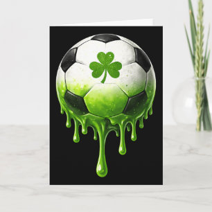 Tarjeta Fútbol Drip Shamrock Día de San Patricio Para Niño