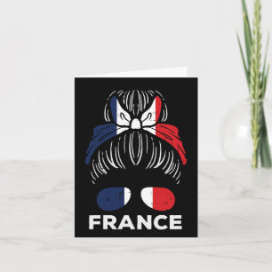 Tarjeta Fútbol Fa del Chica francés Hairbun con bandera fr