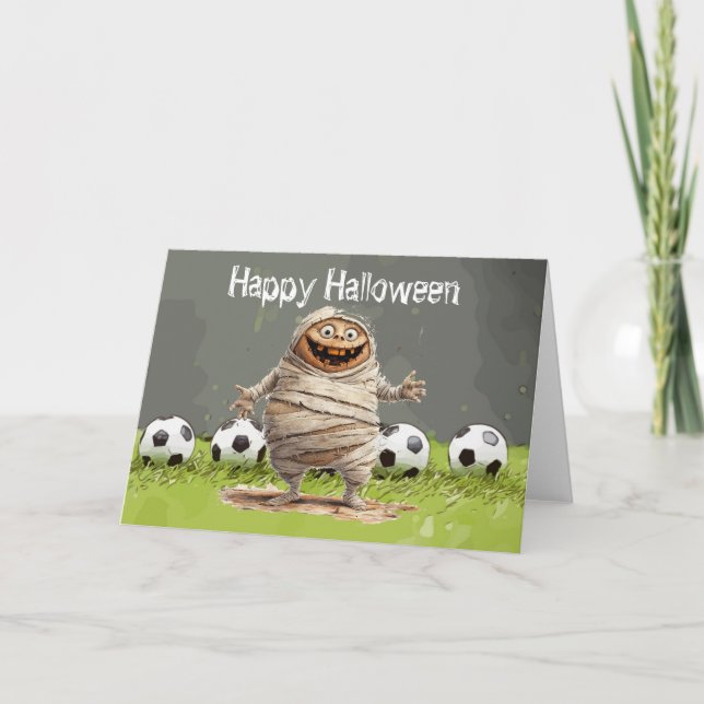 Tarjeta Fútbol Feliz Halloween con bolas (Anverso)