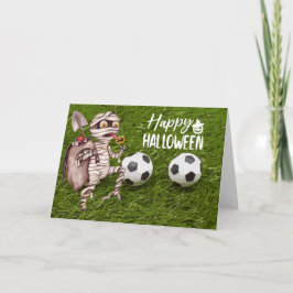 Tarjeta Fútbol Feliz Halloween con bolas