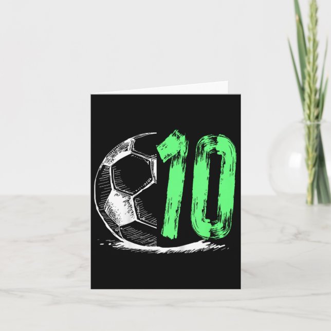 Tarjeta Fútbol Fiesta de cumpleaños de niño de 10 años (Anverso)
