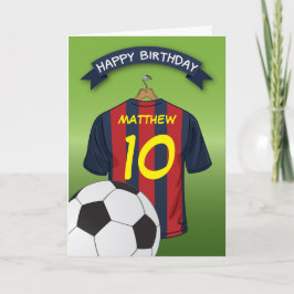 Tarjeta Fútbol Futbol Camisas Rojas y Azules Cumpleaños