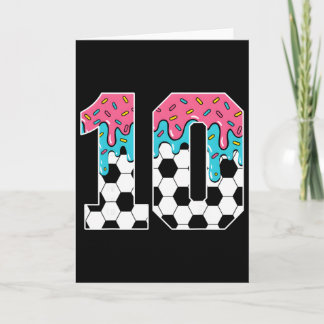 Tarjeta Fútbol helado de 10 años goteo juventud cumpleaños