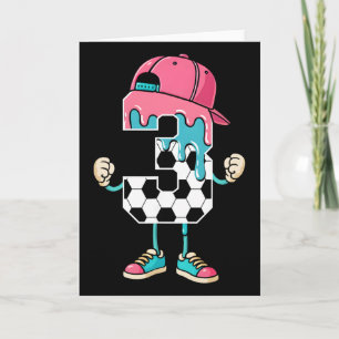 Tarjeta Fútbol helado de 3 años goteo juventud 3er cumplea