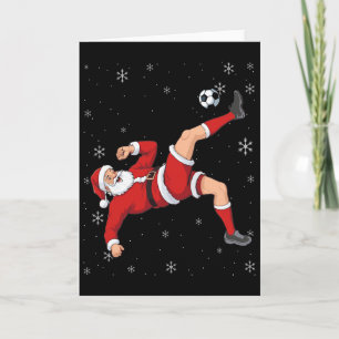 Tarjeta Fútbol Navidad Santa Patada en Bicicleta Xmas Chic