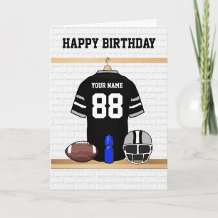 Tarjeta Fútbol negro y gris Jersey Feliz cumpleaños