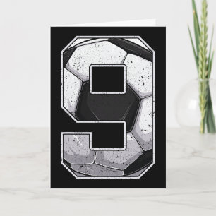 Tarjeta Fútbol Noveno Cumpleaños 9 Años Chico Nueve 9 Años