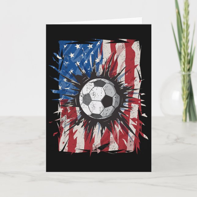 Tarjeta Fútbol Patriótico 4 De Julio Hombres Bandera Ameri (Anverso)