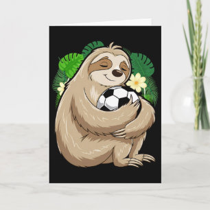 Tarjeta Fútbol Perezoso Perezoso Lindo Sosteniendo Fútbol