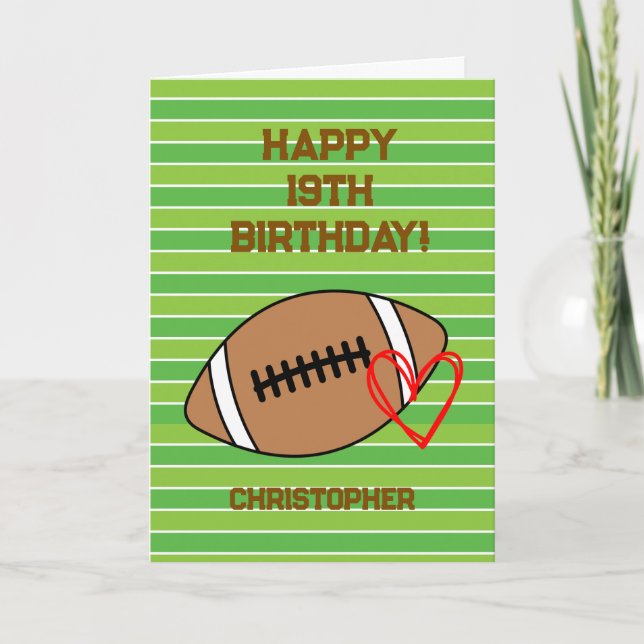 Tarjeta Fútbol personalizado 19º cumpleaños (Anverso)