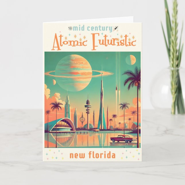 Tarjeta Futurista Atómico Nueva Florida (Anverso)