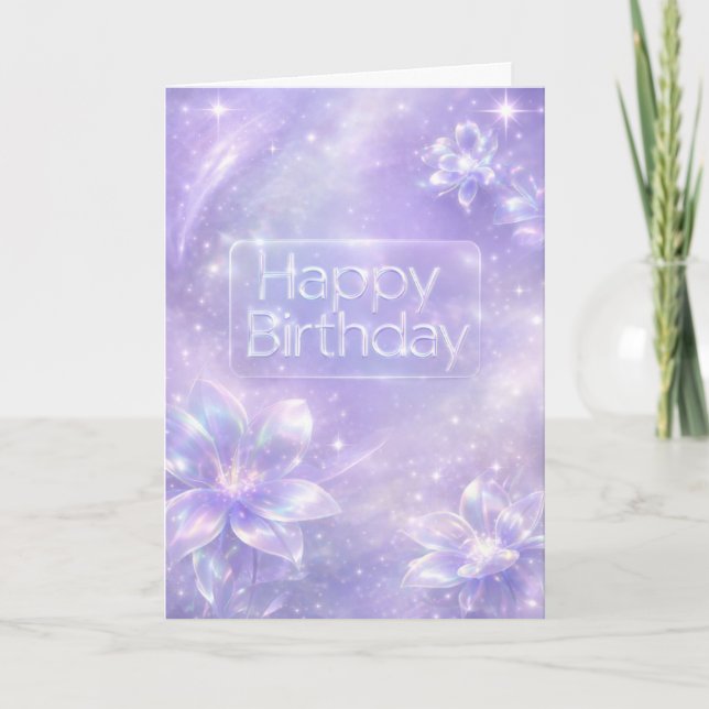 Tarjeta Futuristic Digital Lavender Holographic Birthday (Anverso)