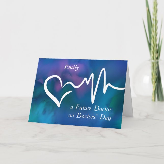 Tarjeta Futuro Día de los Médicos Médicos, gracias azul (Anverso)