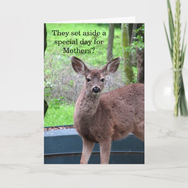 Tarjeta Fuzzy Deer Mother's Day Card (Anverso)