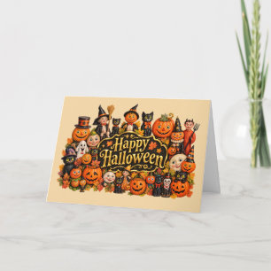 Tarjeta Gabinete de Curiosidades de Halloween Vintage Mena
