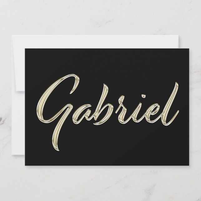 Tarjeta Gabriel Name white gold Handwriting Karte (Anverso)