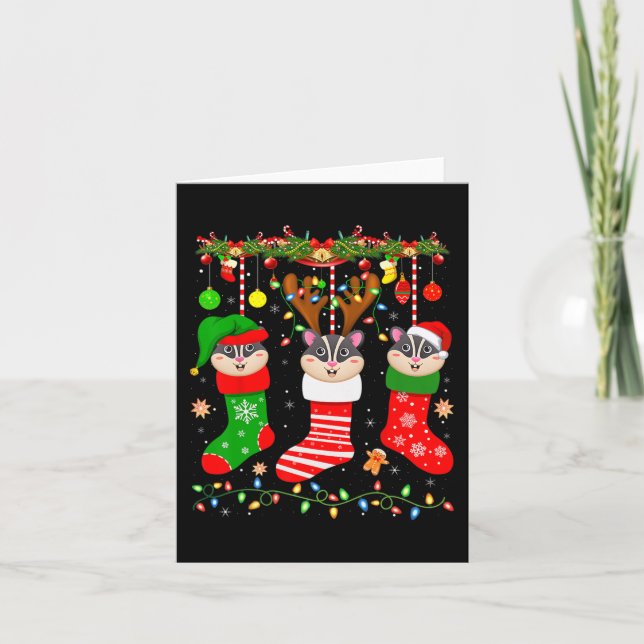Tarjeta Gafas de azúcar en navidades calcetines luces plan (Anverso)