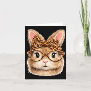 Tarjeta Gafas de cara de conejito adorable bandana Leopard
