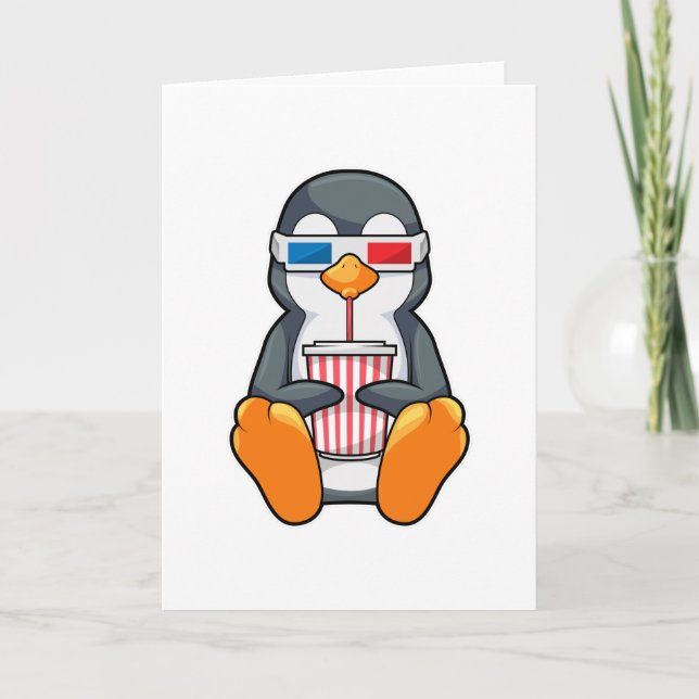 Tarjeta Gafas de cine pingüino Taza de bebida (Anverso)