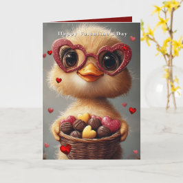 Tarjeta Gafas de corazón de patito bebé del día de San Val