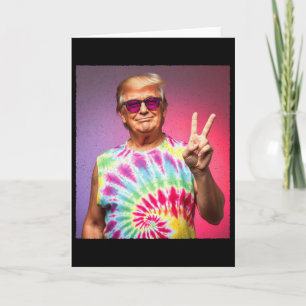 Tarjeta Gafas de hippie de estampado tie-dye de Trump – Sí